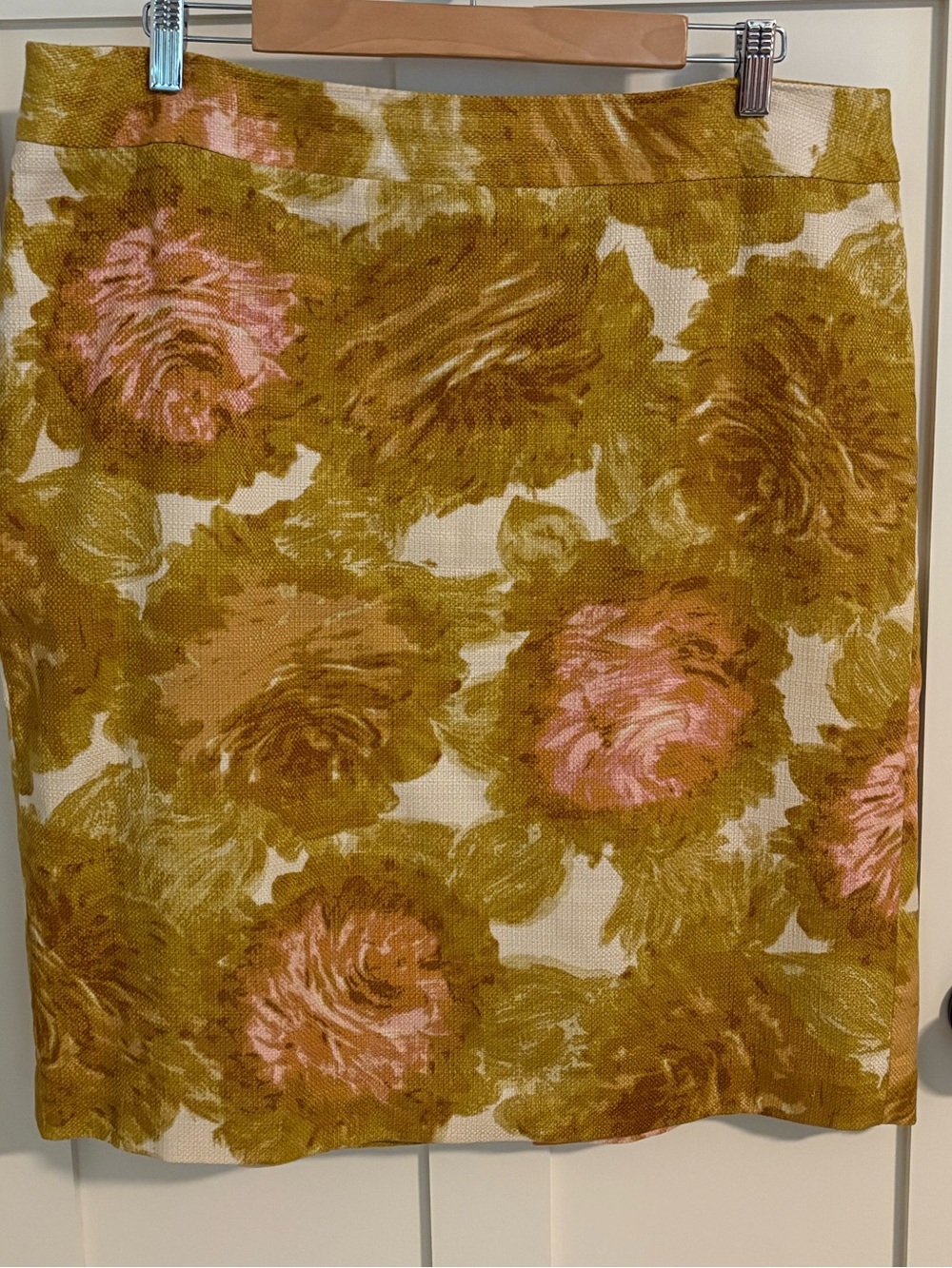 Talbots Floral Pencil Skirt in Mustard and Pink